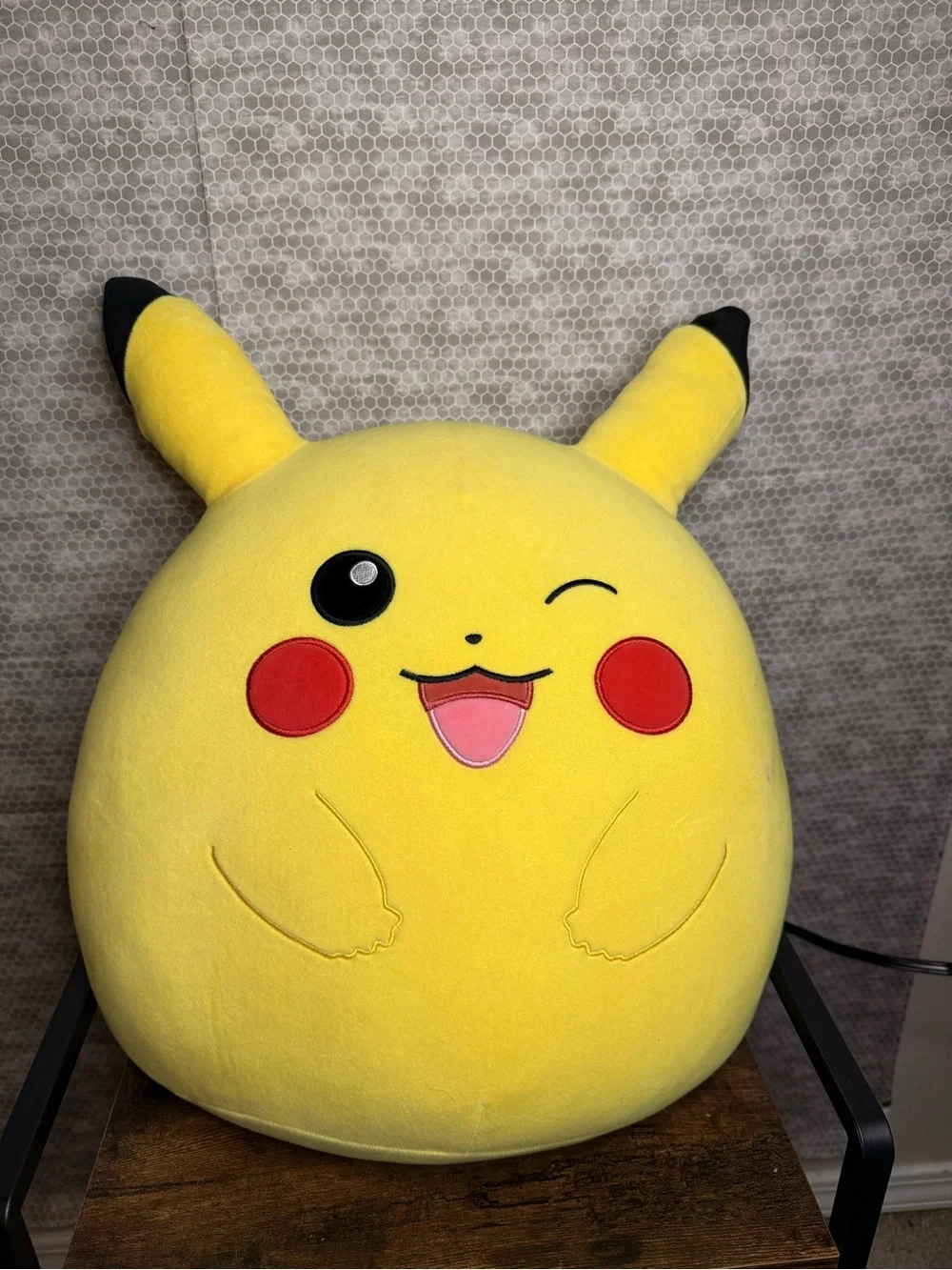 Yellow Pikachu Plush Toy - Winking Character Cushion 18in